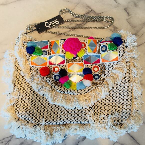 NWT Circus Sam Edelman Boho Crossbody Envelope Handbag Clutch Mirror Embroidery - Picture 9 of 9
